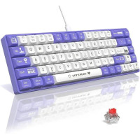 Ajazz AK680 Игровая Механическая Клавиатура 60% RGB Подсветка, Hot-Swap, Бело-Фиолетовая