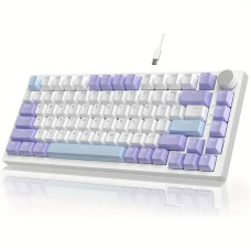 Ajazz AK820 Ігрова Механічна Дротова Клавіатура 75% Біло-Фіолетова RGB підсвітка