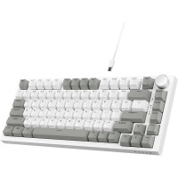 Ajazz AK820 Игровая Механическая Клавиатура 75% Бело-Сера RGB подсветка, красный светч