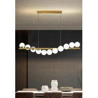 Люстра Підвісна Big Caterpillar Білий Абажур 11 Золотих Куль G9*11