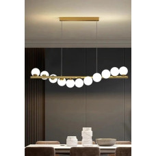 Люстра Підвісна Big Caterpillar Білий Абажур 11 Золотих Куль G9*11