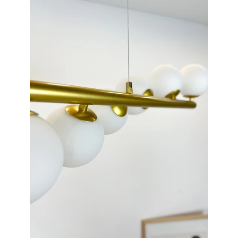 Люстра Підвісна Big Caterpillar Білий Абажур 9 Золотих Куль G9*9