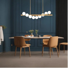 Люстра Підвісна Big Caterpillar Білий Абажур 9 Золотих Куль G9*9