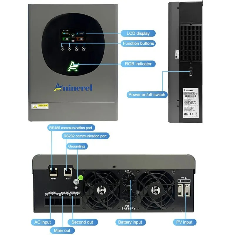 Гібридний Сонячний Інвертор Aninerel Pro 6.2  кВт 48V MPPT Wi-Fi Чиста Синусоїда