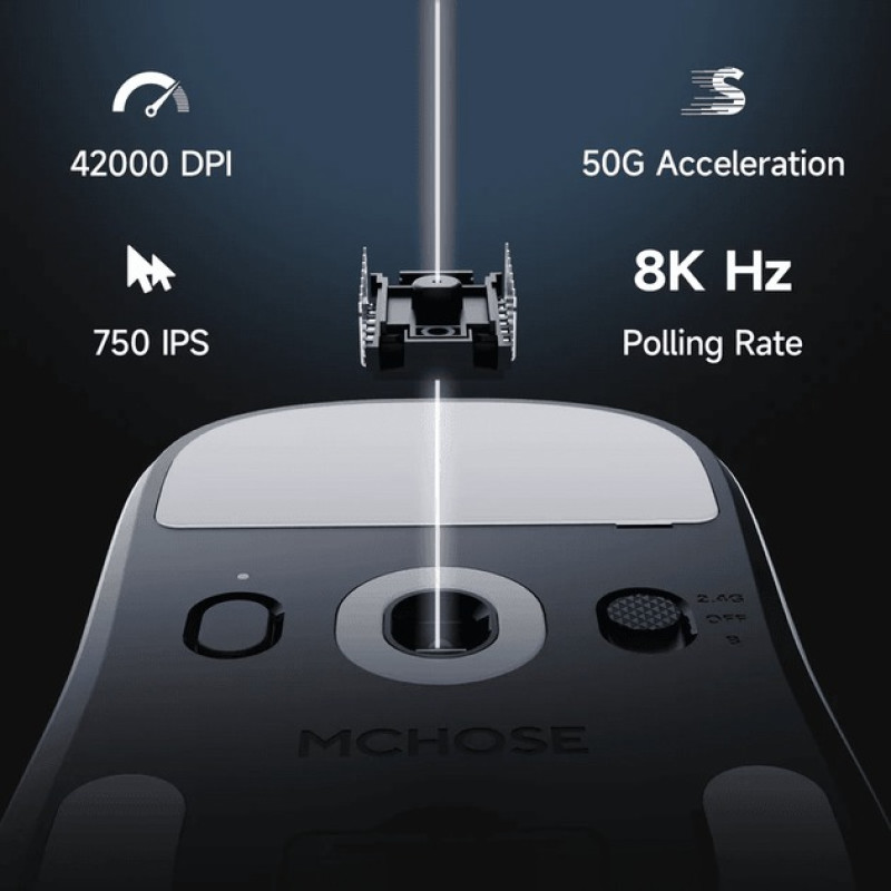 Миша MCHOSE A7 V2 Ultra Ігрова Бездротова 8K PAW3950 TI Чорна