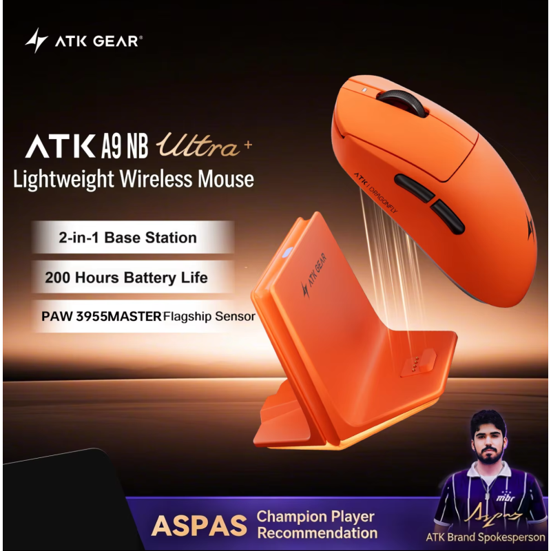 Миша Ігрова Бездротова ATK Dragonfly A9 NB Ultra+ Помаранчева