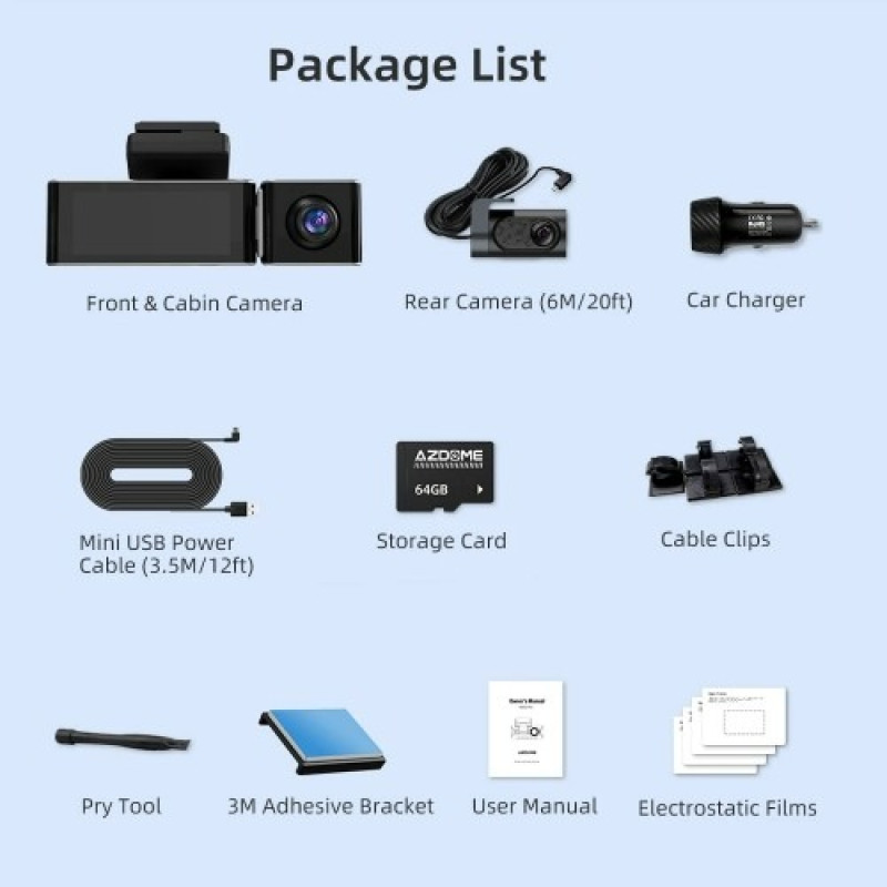 Відеореєстратор Azdome M550 Pro 3-камерний 2K Ultra HD Wi-Fi GPS